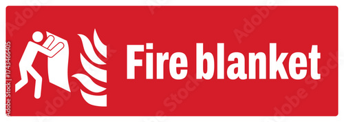 OSHA-ANSI fire prevention safety signs sentence case text_fire blanket_landscape size 1/2 a4,a3,a2,a1	 
