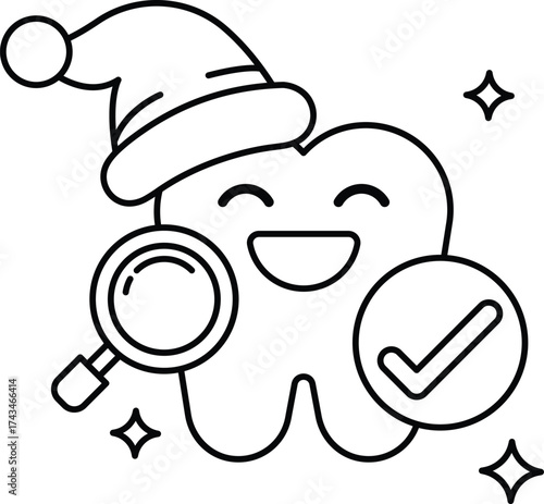 A tooth with a hat on it and a smile