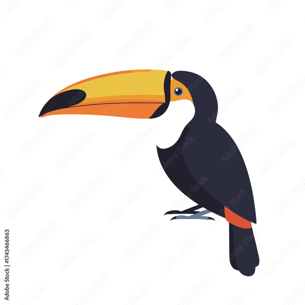 Fototapeta premium Colorful toucan bird with large beak on white background 