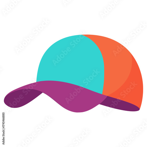 colorful flat rap cap fashion flat color vector illustration template design