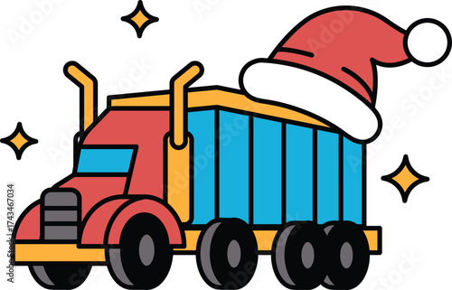 A truck with a Santa hat on it
