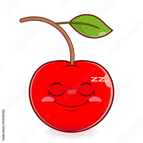 cherry sleep face cartoon cute