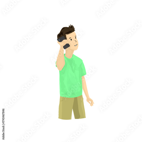 a young man is on the phone