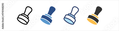 Rubber Stamp Icon Set Multiple Style Collection