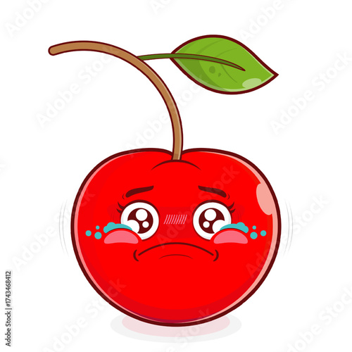 cherry crying face cartoon cute