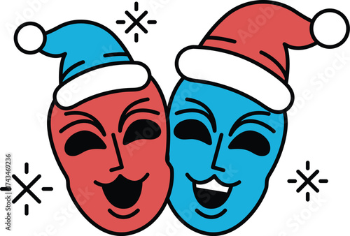 Two clowns with hats on their heads
