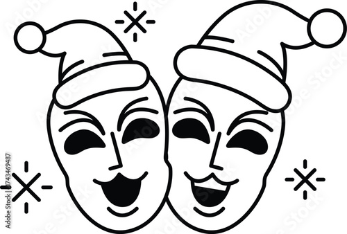 Two clowns with hats on their heads