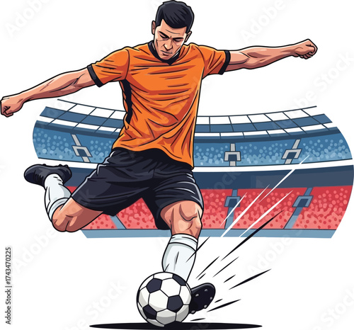 soccer player kicking ball
