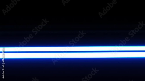Abstract Blue Light Trails Moving Horizontally at High Speed.