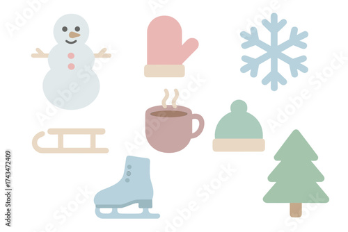 Fun winter activities with snowman, mittens, hot drinks, and festive decorations in a cozy holiday setting