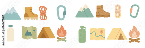 Camping gear and outdoor essentials for a successful hiking trip in the mountains