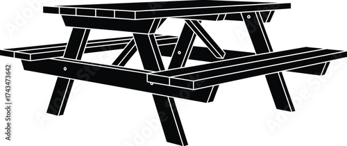 Outdoor picnic dining table vector illustration silhouette icon