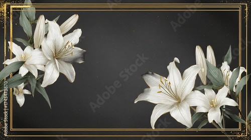 White Lily Gold Frame