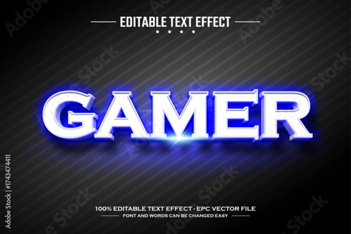 Gamer 3D editable text effect template