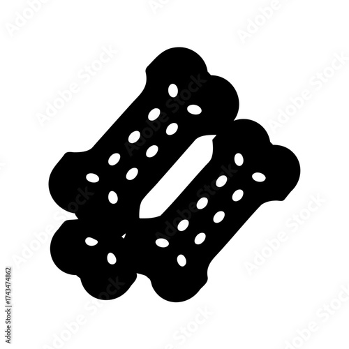 A pair of dog bone treats in a flat design style