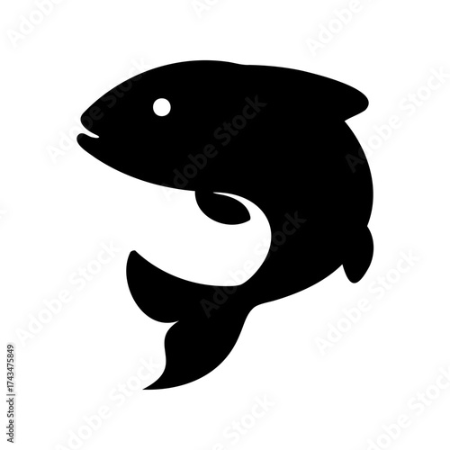 Simple stylized vector of a swimming fish against a clean white background