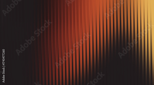 Fotografie Illustration of warm orange and yellow ribbed glass texture with dark shadow ove