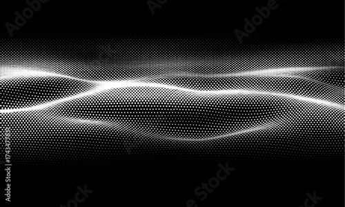 Abstract digital wave of particles. Futuristic point wave. Technology black background vector. Vector illustration
