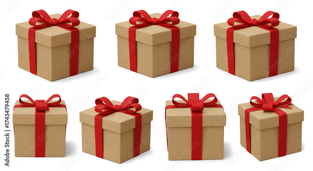 Obraz premium Gift boxes with red ribbon for holiday promotions, Christmas sales, special events, and festive celebrations