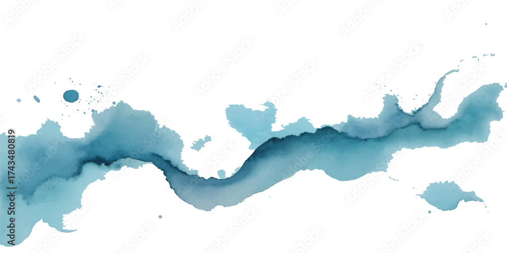 Obraz premium Blue watercolor splash on abstract white paper, perfect for a European map design vector background