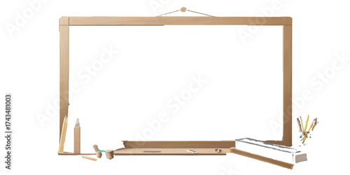An empty wooden picture frame with a bamboo border and blank paper for your message