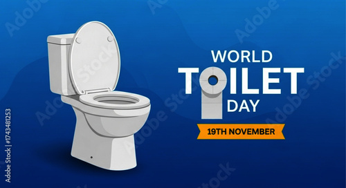 Clean White Ceramic Toilet with Open Lid, Modern Design, Isolated Illustration.
