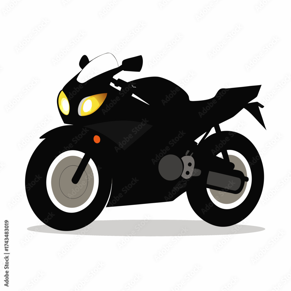 Obraz premium Super black motor bike on white background.