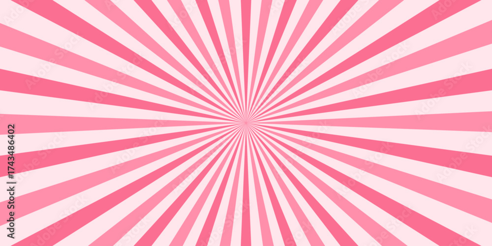 Fototapeta premium Retro horizontal background with bright rays in the center. Rotating spiral stripes. Sunburst or solar burst retro background. Vector illustration.