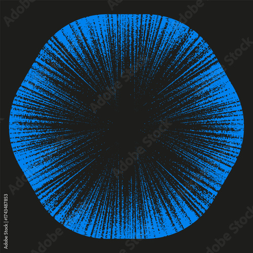Abstract radial explosion. Geometric vector shape. Blue line illustration. Dynamic burst symbol.