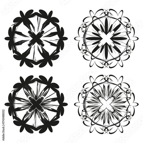 Abstract geometric shapes. Monochrome graphic elements. Vector modern illustration. Creative art symbol.