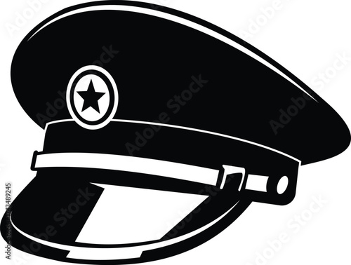 Iconic police cap emblem symbol of authority and law enforcement security uniform detail