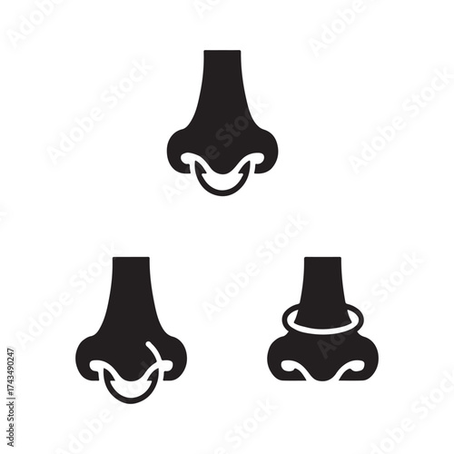 Nose Ring Solid Icons Jewelry Set