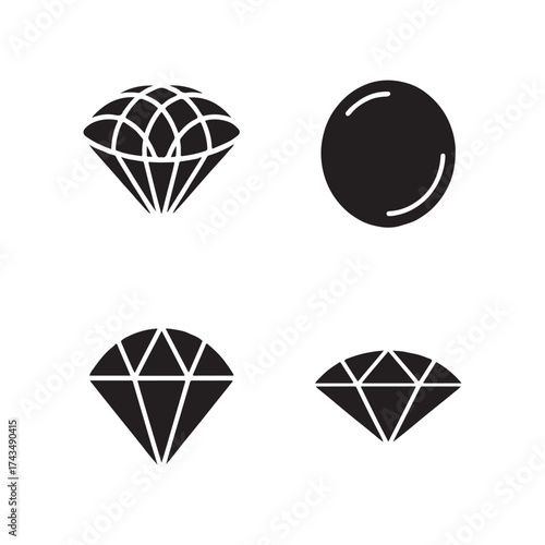 Pearl Gem Solid Icons Elegant Set