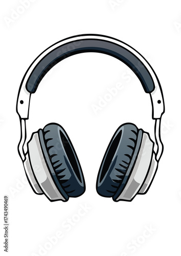 Minimalist hand-drawn black and white headphones icon in doodle sketch style. Ideal for audio, podcast, music, and communication