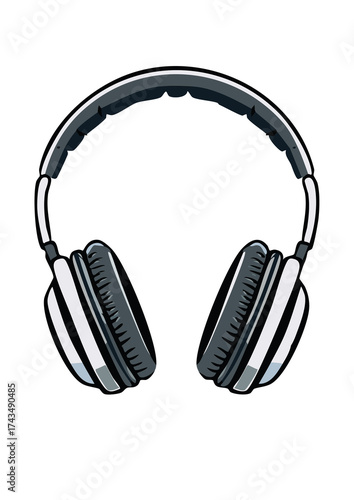 Minimalist hand-drawn black and white headphones icon in doodle sketch style. Ideal for audio, podcast, music, and communication