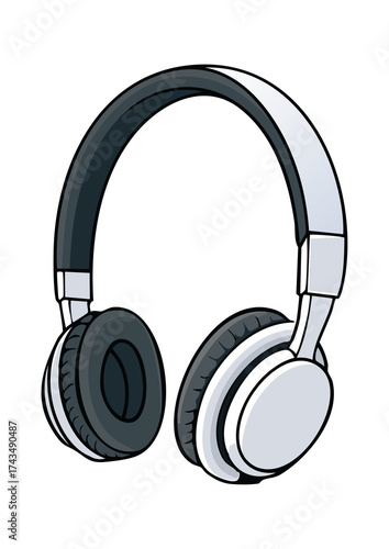 Minimalist hand-drawn black and white headphones icon in doodle sketch style. Ideal for audio, podcast, music, and communication