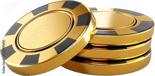 Stack of Golden Casino Chips.