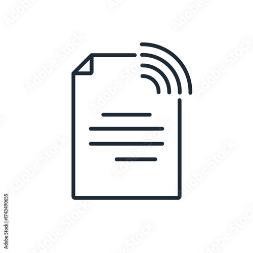 Transfer of documents, information, data. File sharing. Vector linear icon illustration isolated on white background.