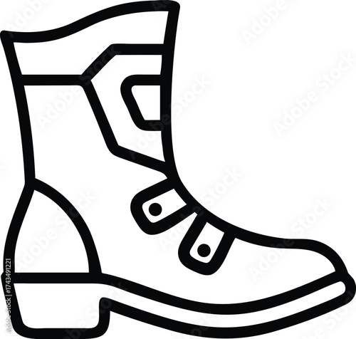 outline icon of Medieval knight armor boot. ancient warrior footwear icon
