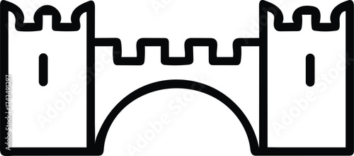 castle moat bridge outline vector icon. medieval defense architecture icon