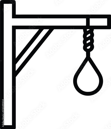gallows with rope outline icon. medieval justice symbol