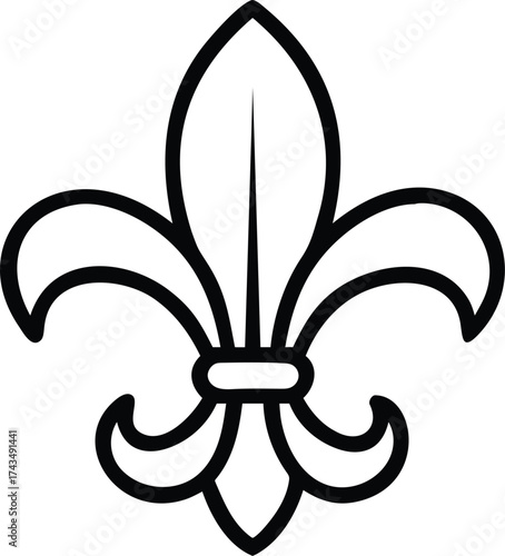 fleur-de-lis emblem outline icon. traditional medieval heraldry symbol