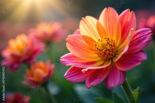 Vibrant Spring Flowers Unfurling in Sunlight Dew-Kissed Petals Blooming in a Fresh Garden