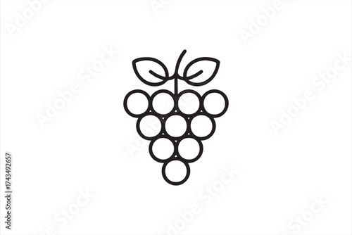 Simple fruit vector icon ideal for wine branding and healthy lifestyle themes.