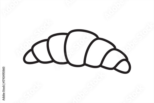 Modern croissant symbol vector representing dessert and gourmet cuisine.