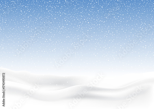 Christmas winter landscape with falling snow 