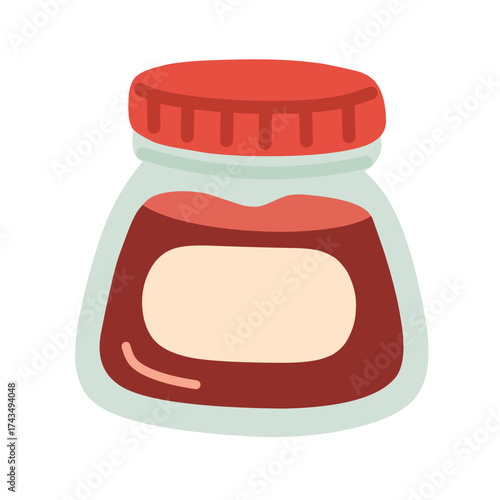 Jam Jar with Red Lid in Cottagecore Style for Cozy Kitchen Illustration