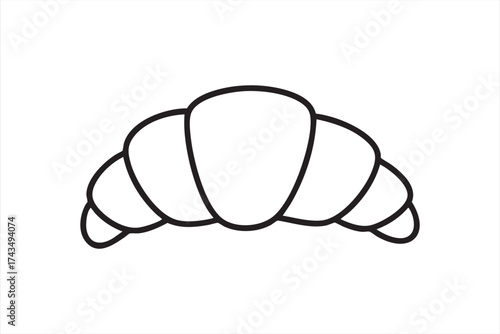 Minimalist croissant vector icon representing bakery, breakfast, and pastry concept.
