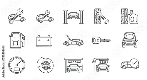 Car Service Icons Automotive Repair, Maintenance, and Garage Services