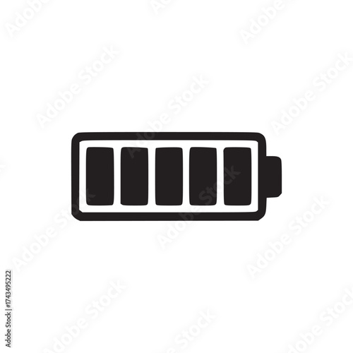 A full battery icon displayed in black and white against a plain white background in a simple style